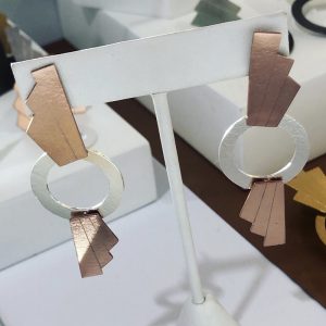 Aretes Fiji doble círculo en plata y oro rosa