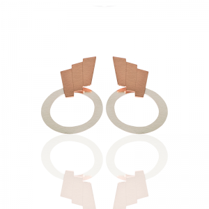 Aretes Escala Maxi plata y oro rosa