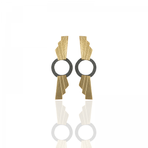 Aretes Fiji doble círculo oro y negro