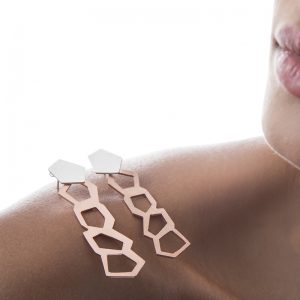Aretes Symmetry Plata y Oro Rosa