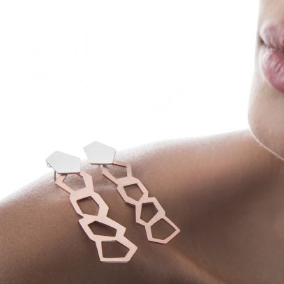 Aretes Symmetry Plata y Oro Rosa