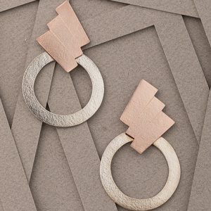 Aretes Escala Maxi plata y oro rosa