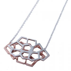 Collar Contrastes plata y oro rosa