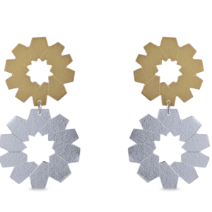 Aretes Circulo Kromo doble plata y oro